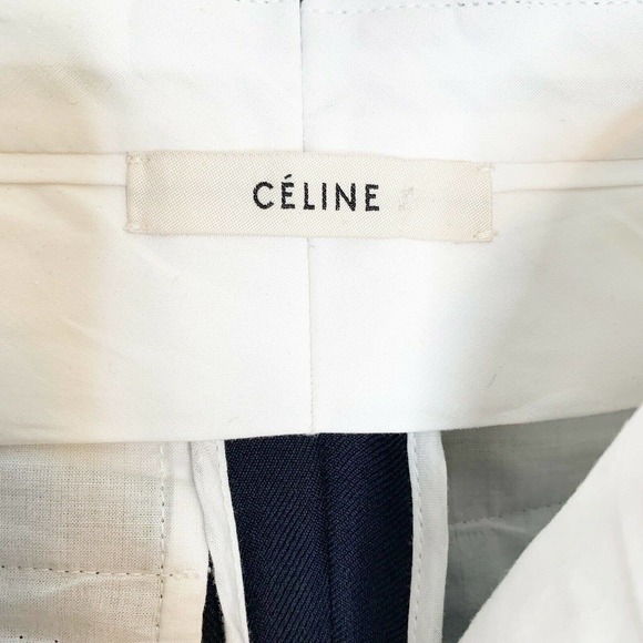 ❌SOLD❌ Celine Women’s Navy Blue High Waisted Wool Trouser Pants Sz 34 - Picture 8 of 11